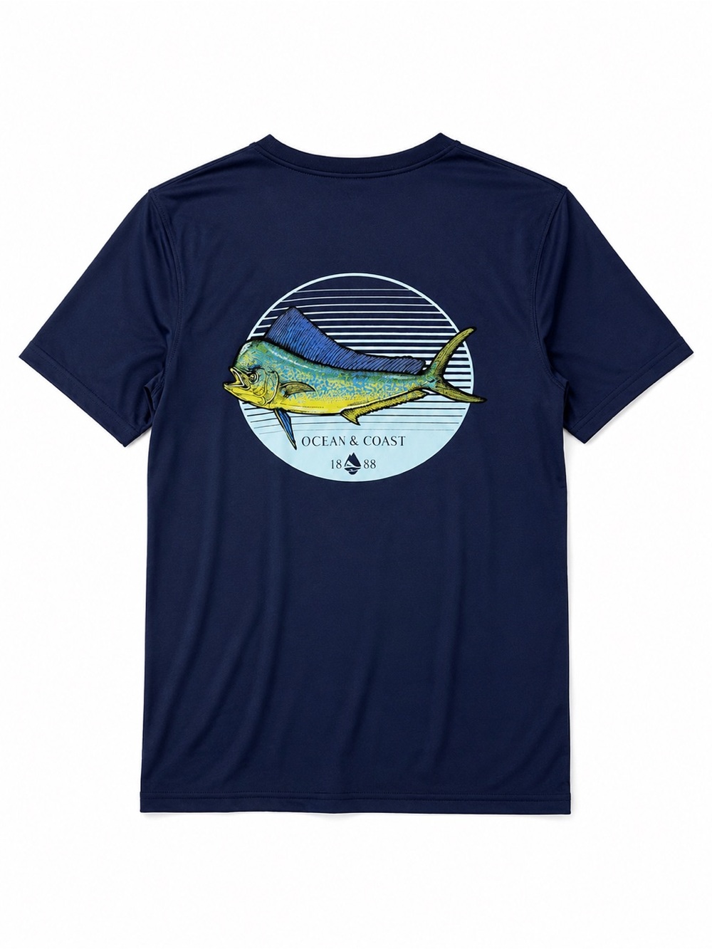 Ocean + Coast Mens Small Navy Mahi Mahi Fish Graphic Performance T Shirt